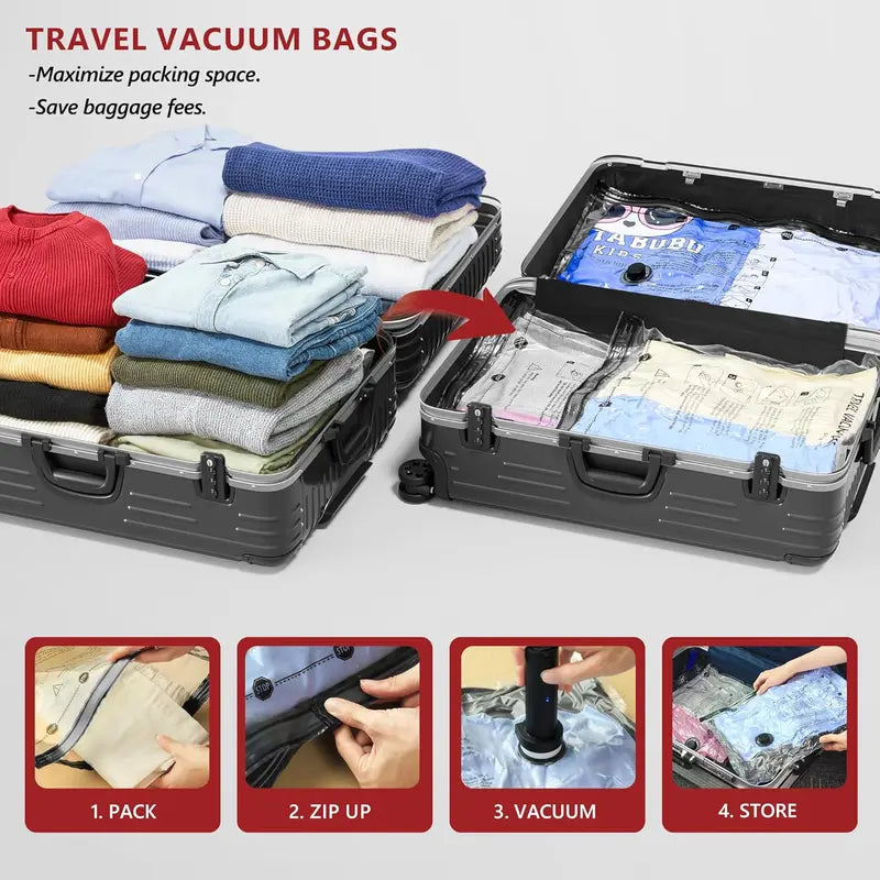 ✅ Travel Vacuum Compression Bags with Electric Pump – Space Saving Storage Bags for Luggage & Home