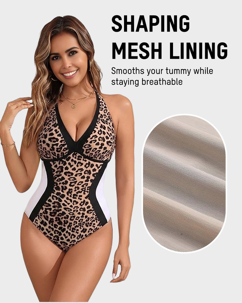 👙2026 NEW TYPE 50% OFF✨Women's Color Block Shapewear One Piece Swimsuit