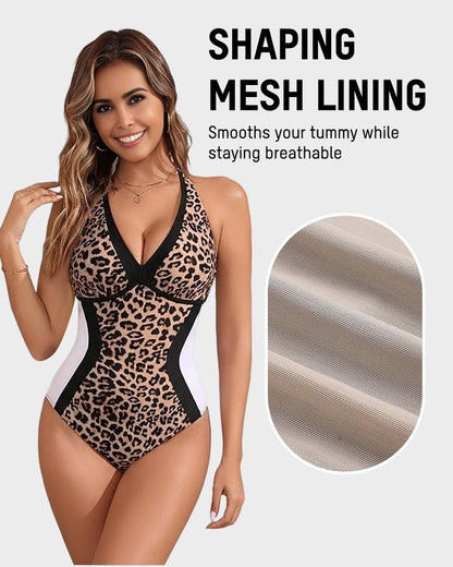 👙2026 NEW TYPE 50% OFF✨Women's Color Block Shapewear One Piece Swimsuit