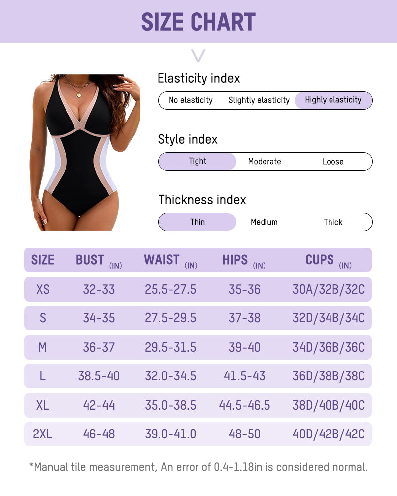 👙2026 NEW TYPE 50% OFF✨Women's Color Block Shapewear One Piece Swimsuit