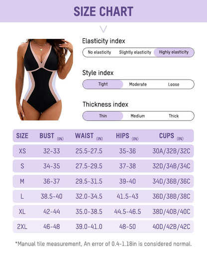 👙2026 NEW TYPE 50% OFF✨Women's Color Block Shapewear One Piece Swimsuit
