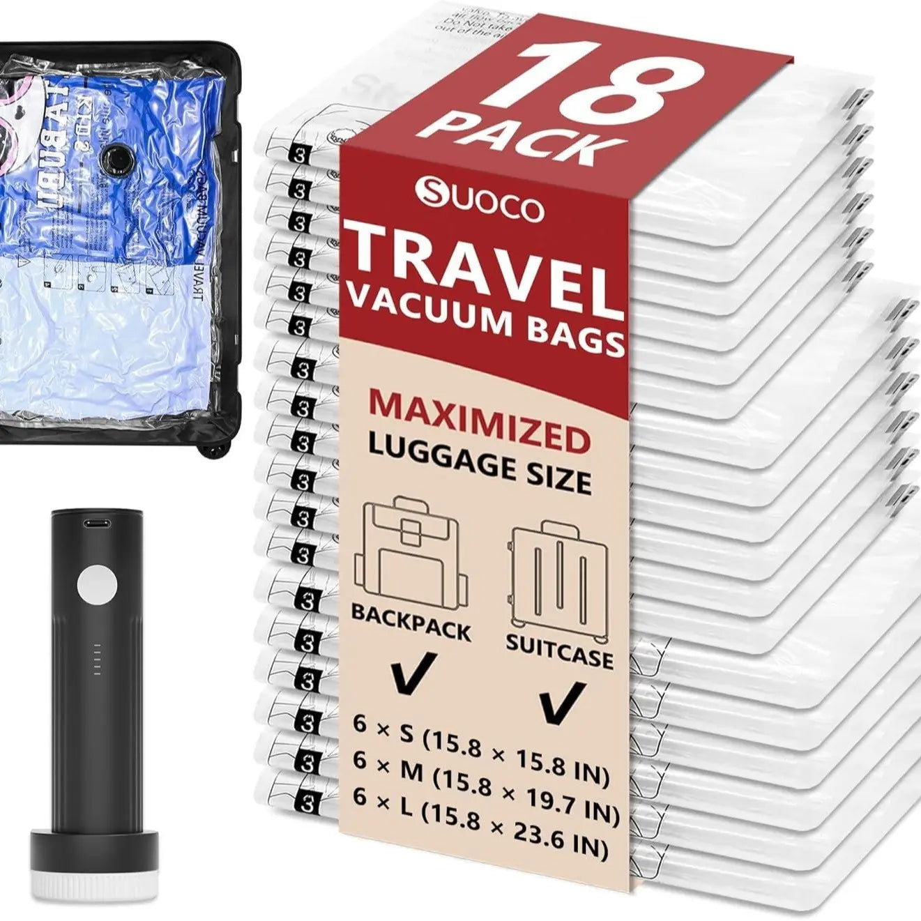 ✅ Travel Vacuum Compression Bags with Electric Pump – Space Saving Storage Bags for Luggage & Home