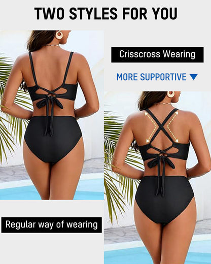 🎁Limited time 60% OFF⏳👙3-Piece Floral Modest High-Waist Swim Skirt Set