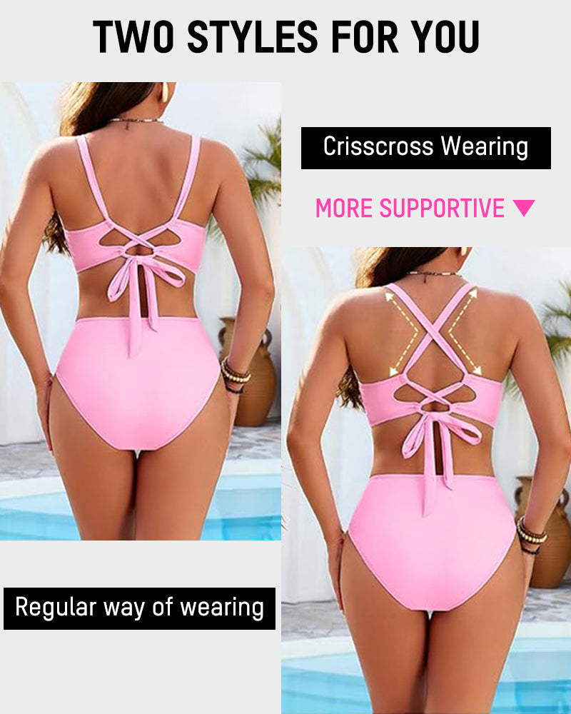 🎁Limited time 60% OFF⏳👙3-Piece Floral Modest High-Waist Swim Skirt Set