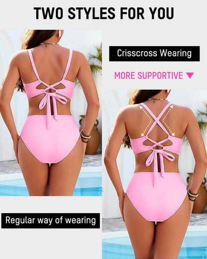 🎁Limited time 60% OFF⏳👙3-Piece Floral Modest High-Waist Swim Skirt Set