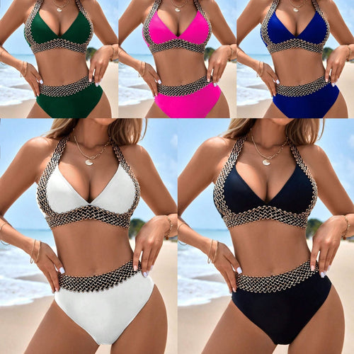 🔥Last Day Promotion 56% OFF🔥Sexy V-neck Women's Holiday Swimsuit With Wavy Pattern