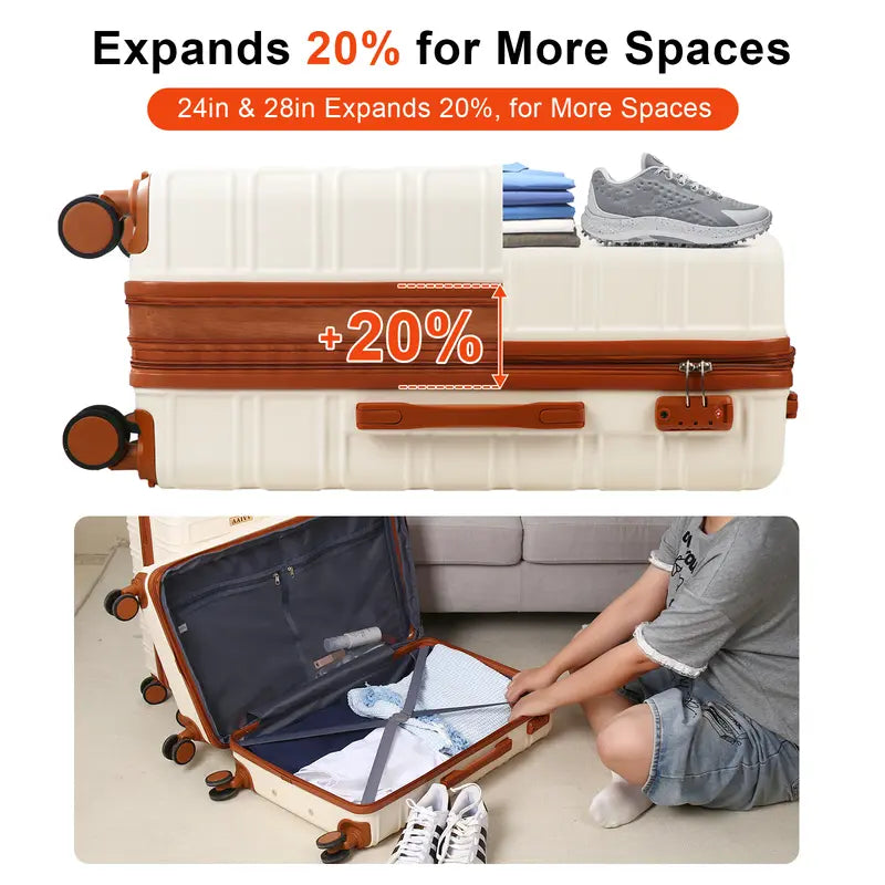 4 Piece Hardshell Luggage Set – Expandable Suitcases with TSA Lock & 360° Spinner Wheels (13/20/26/28 Inch)