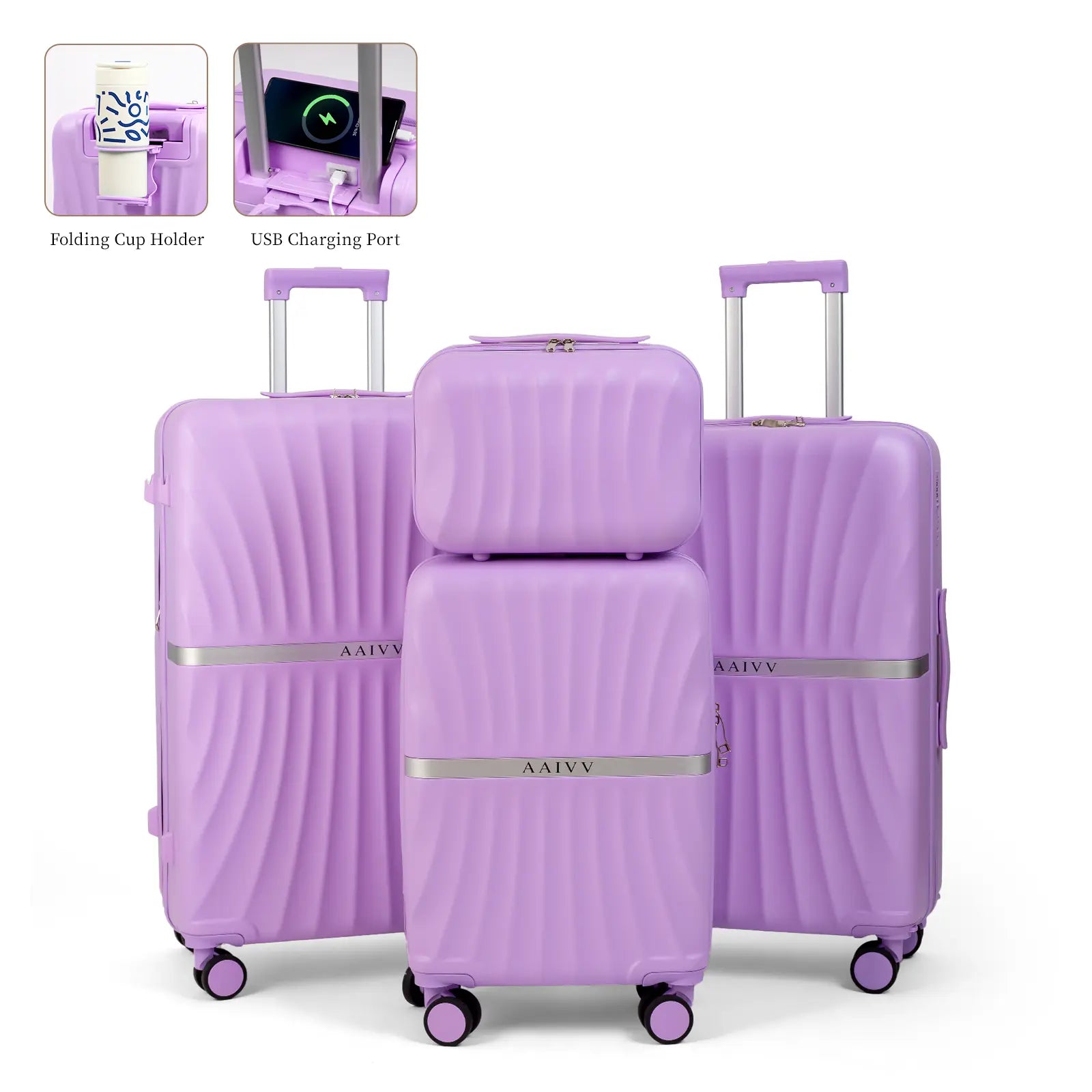 4 Piece Hardshell Luggage Set – Expandable Suitcases with TSA Lock & 360° Spinner Wheels (13/20/26/28 Inch)