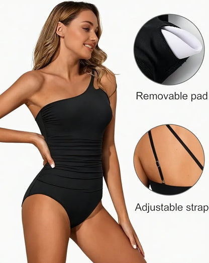 💖LAST DAY SPECIAL PRICE: ￡13.99!!💖One Shoulder One Piece Swimsuit for Women👙