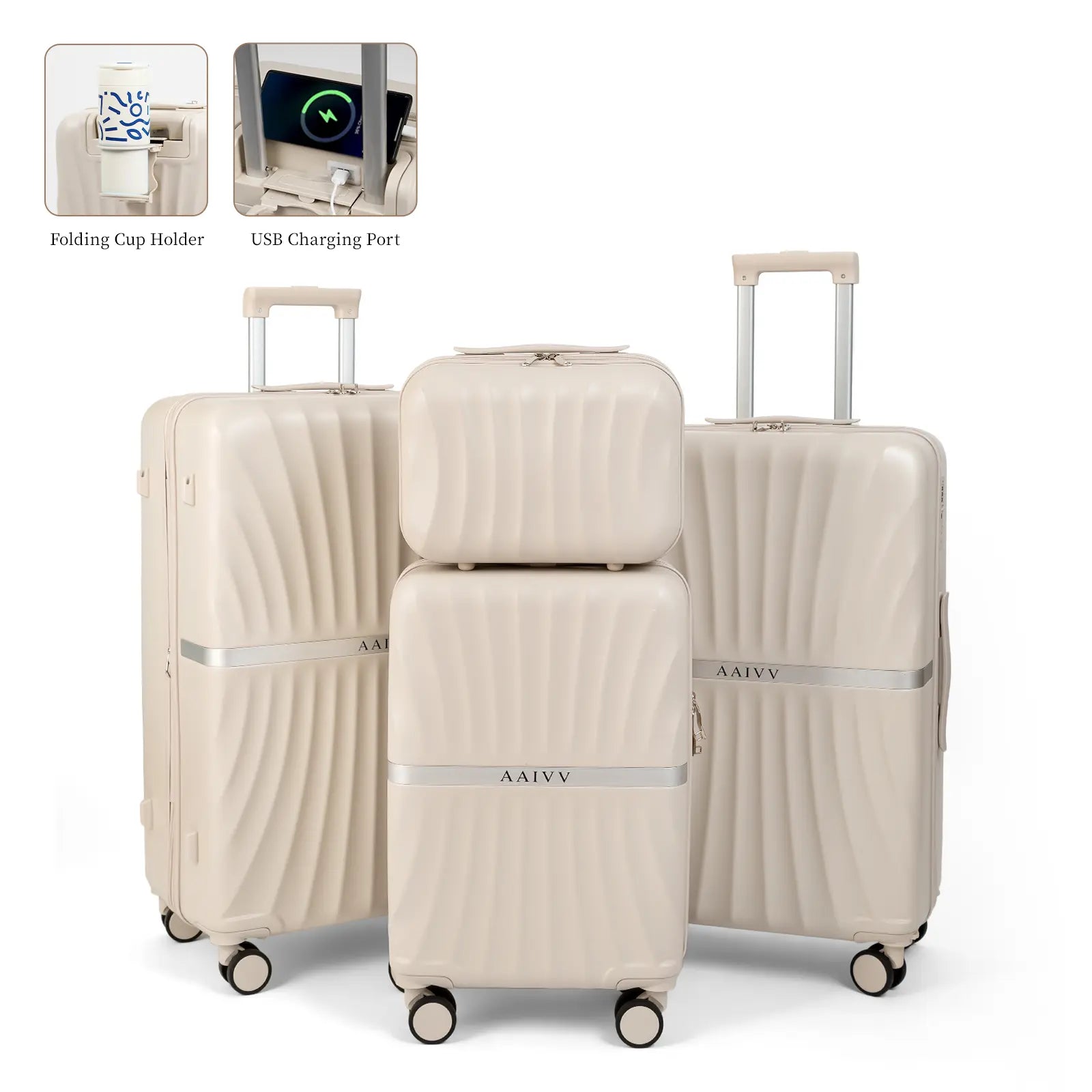4 Piece Hardshell Luggage Set – Expandable Suitcases with TSA Lock & 360° Spinner Wheels (13/20/26/28 Inch)