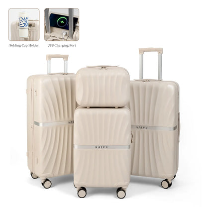 4 Piece Hardshell Luggage Set – Expandable Suitcases with TSA Lock & 360° Spinner Wheels (13/20/26/28 Inch)