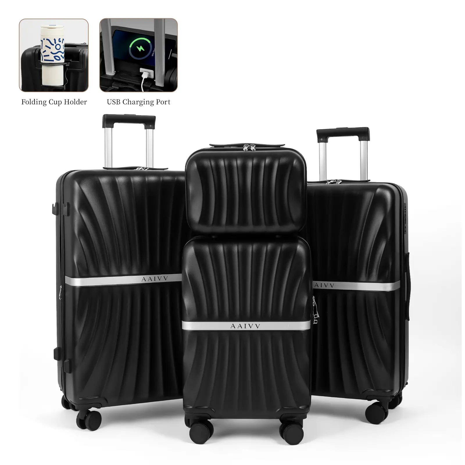 4 Piece Hardshell Luggage Set – Expandable Suitcases with TSA Lock & 360° Spinner Wheels (13/20/26/28 Inch)