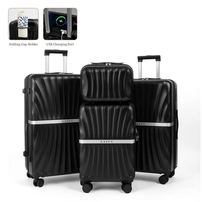 4 Piece Hardshell Luggage Set – Expandable Suitcases with TSA Lock & 360° Spinner Wheels (13/20/26/28 Inch)