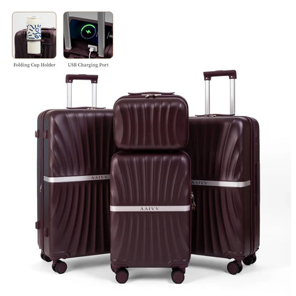 4 Piece Hardshell Luggage Set – Expandable Suitcases with TSA Lock & 360° Spinner Wheels (13/20/26/28 Inch)