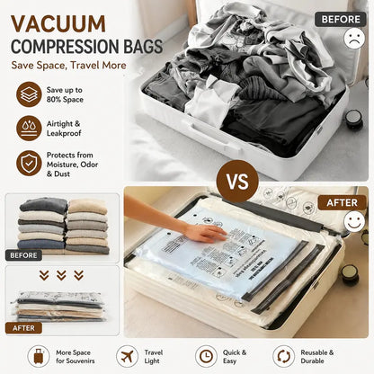 ✅ Travel Vacuum Compression Bags with Electric Pump – Space Saving Storage Bags for Luggage & Home