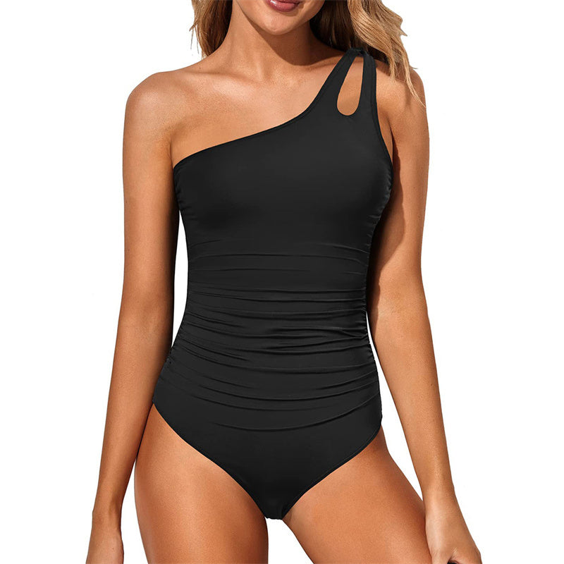 💥LAST DAY SALE 50% OFF🏖️👙One Shoulder One Piece Swimsuit For Women Tummy Control Bathing Suit