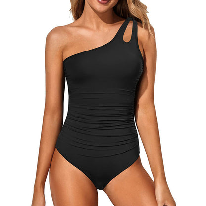 💥LAST DAY SALE 50% OFF🏖️👙One Shoulder One Piece Swimsuit For Women Tummy Control Bathing Suit