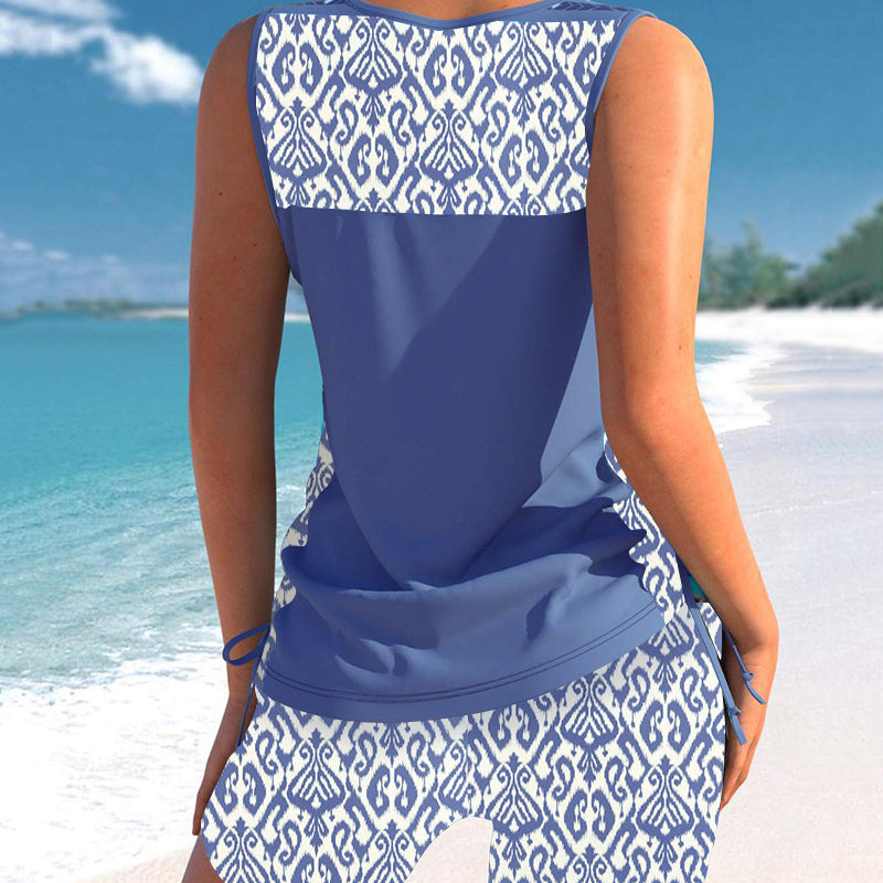 ⏰LAST DAY 60% OFF - Miraclesuit Women's Tummy Control Tankini Set with Built-In Bra – Flattering Boho Swimwear with Shorts🔥